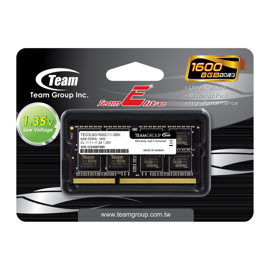 TEAM ELITE S0-D3L 8GB 1600 1.35v SODIMM TED3L8G1600C11-SO1